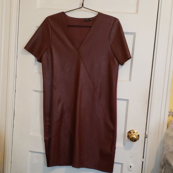 Zara | Dresses | Sz M Zara Burgundy Faux Leather Dress | Poshmark